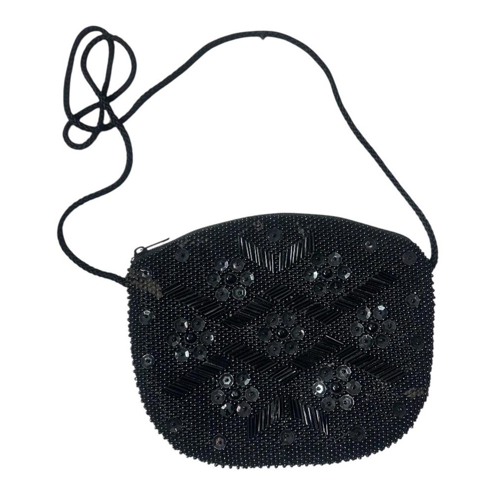 Rare Vintage Loredana‎ Small Beaded & Sequins  Shoulder Bag in Black - Picture 10 of 12